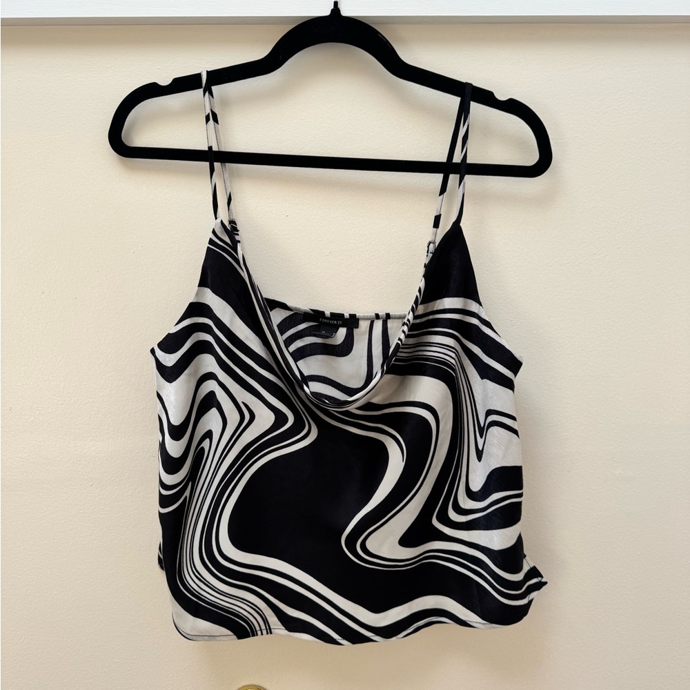 Forever 21 Black and White Graphic Sleeveless Camisole